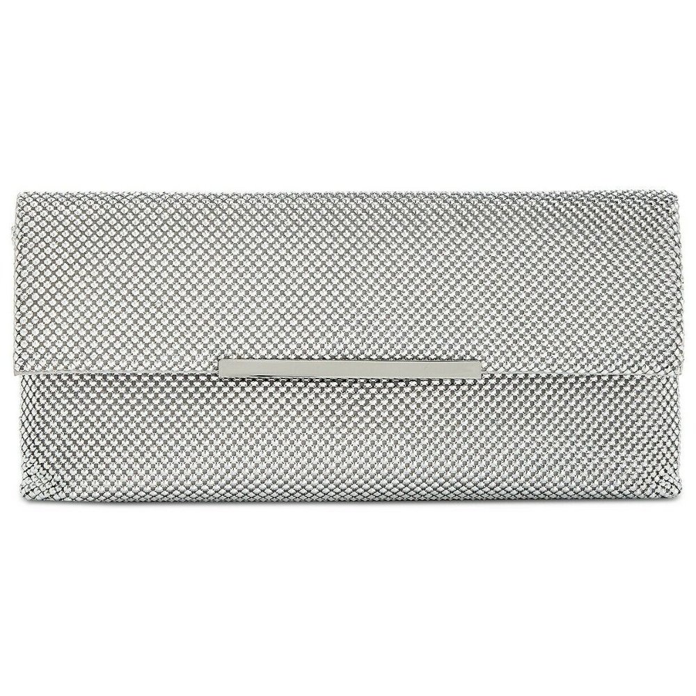 INC Hether Shiny Mesh Clutch (Silver)